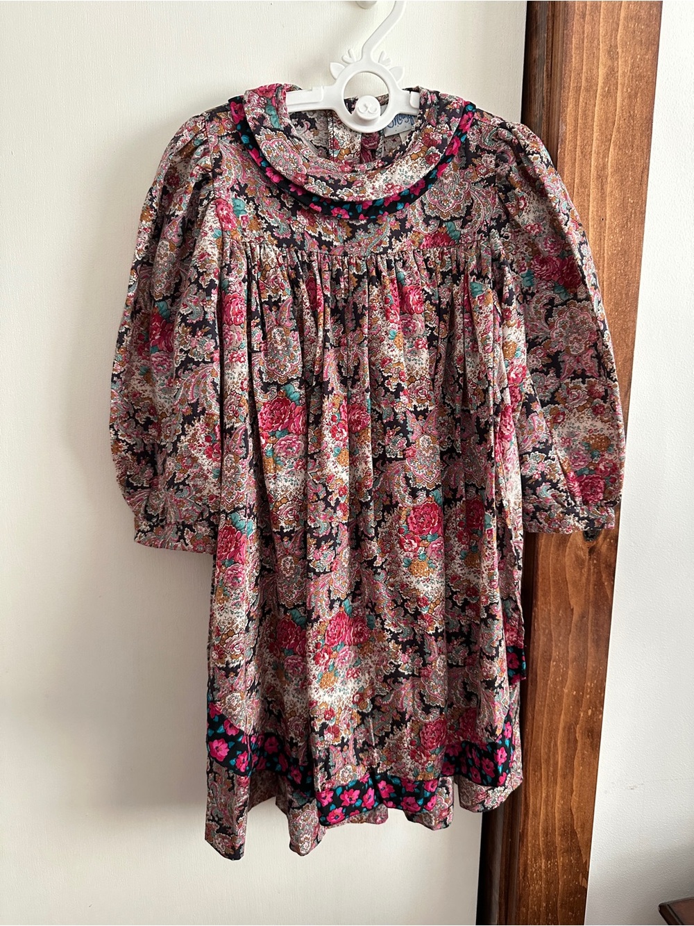 vintage Mousefeathers children's Dress Floral Girl Size 5 100% Cotton Made in US